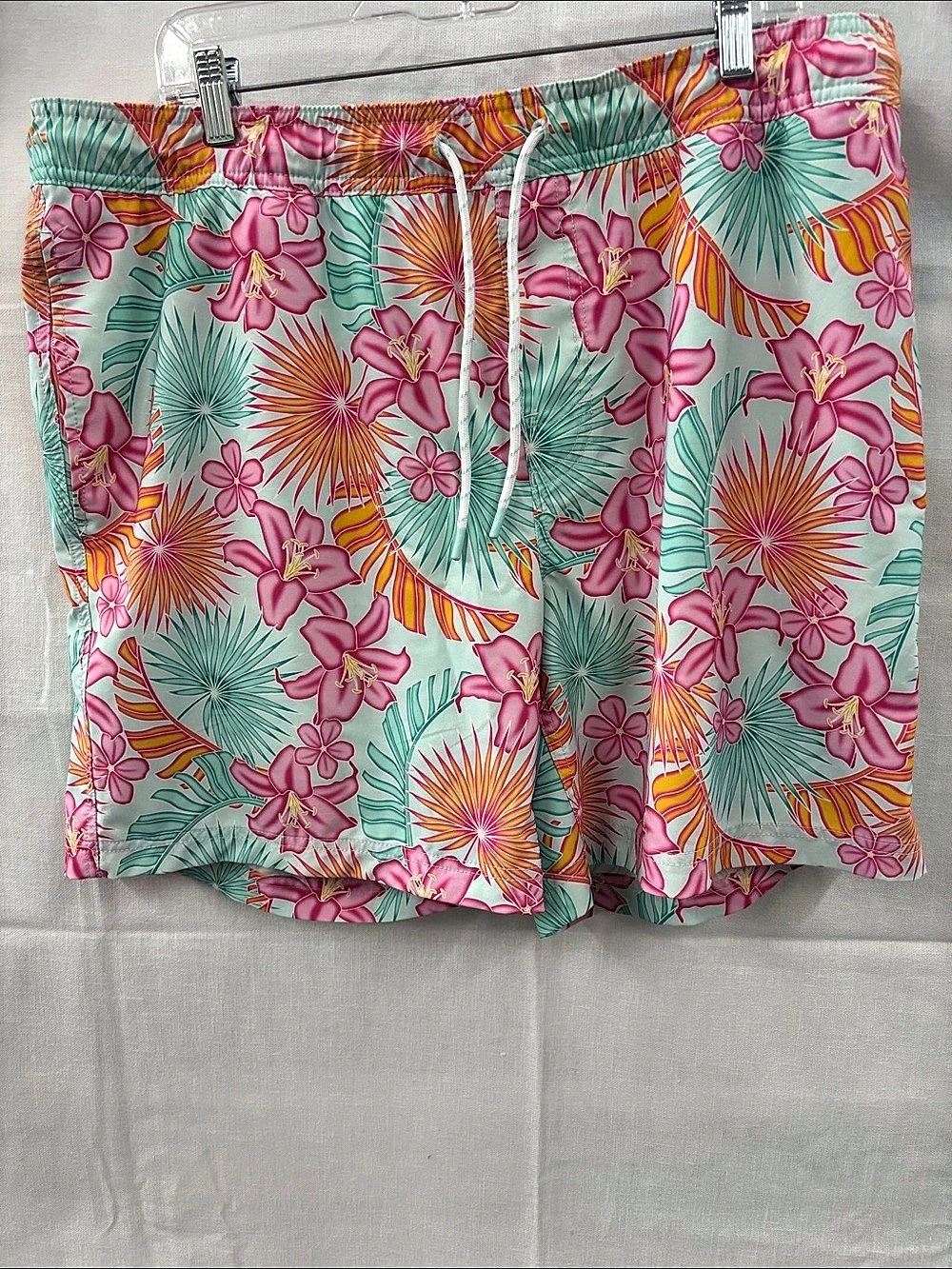 Member's Mark Family Swim Men's Swim Trunk Floral Swim Trunks in Pink & Green XL